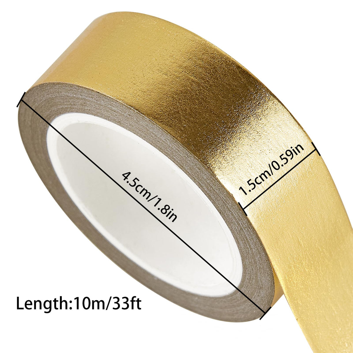 QDiShi 2 Rolls Gold Washi Tape for Wall Decor, Decorative, Foil Masking Tape, Low Tack, Self