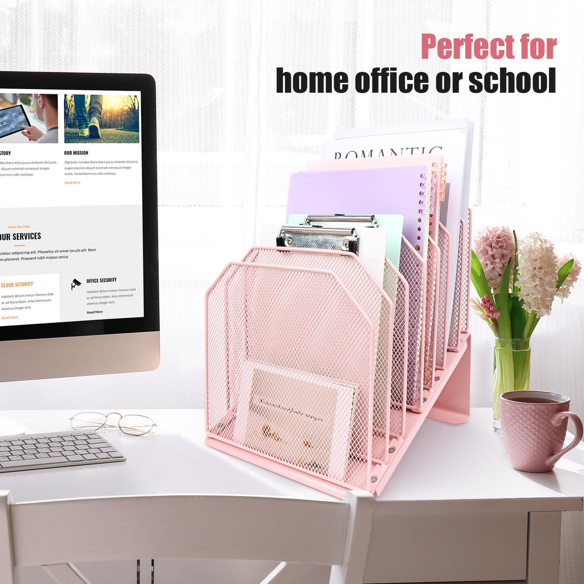 SUMMORO Inclined File Organizer for Desk, 7-Section Vertical File Holder