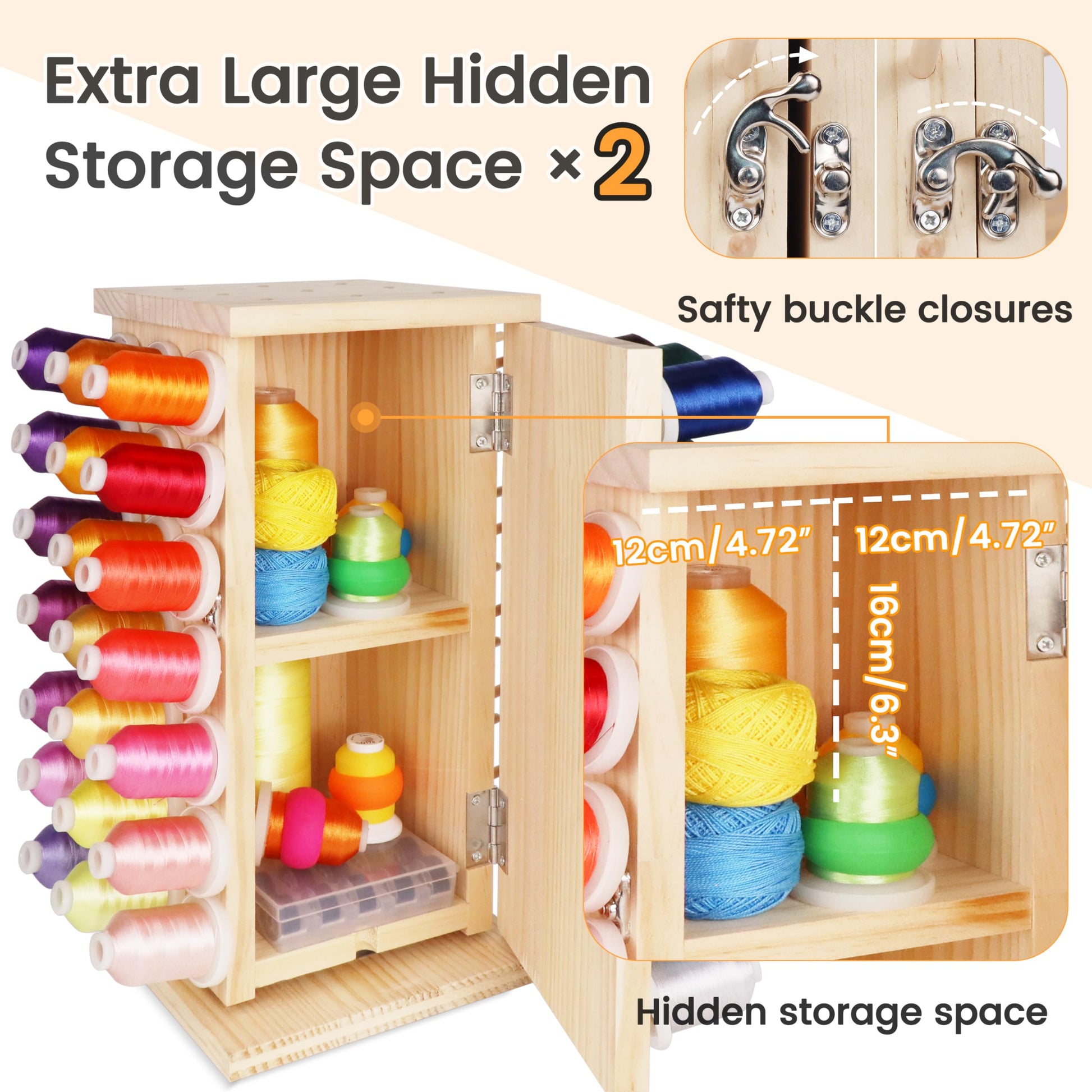 New brothread 93 Spools 360° Fully Rotating Wooden Thread Rack