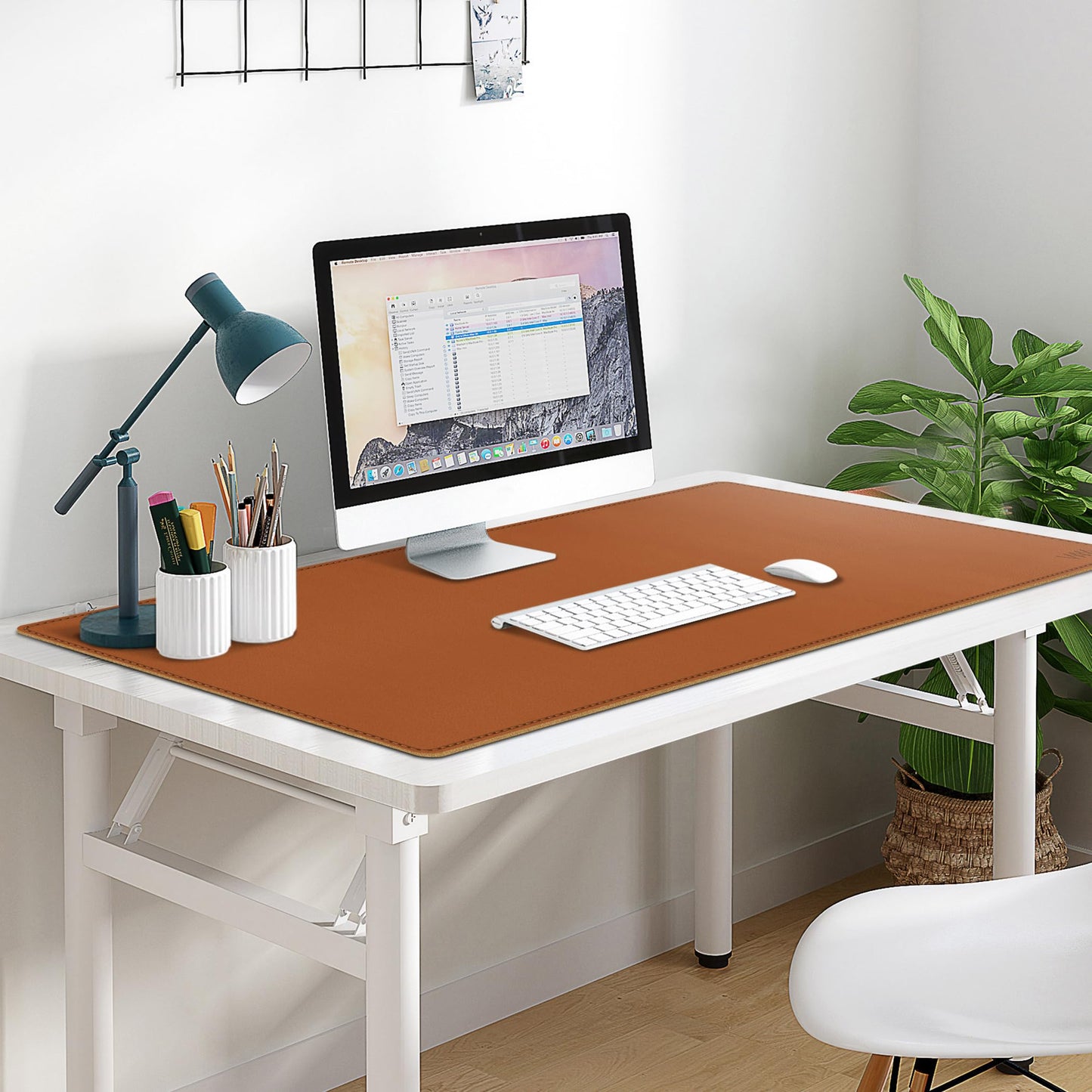 Vyaaa Desk Mat on top of Desks, 63” x 31.5” PU Leather Desk Mat, Large Desk Blotter Pad for Office