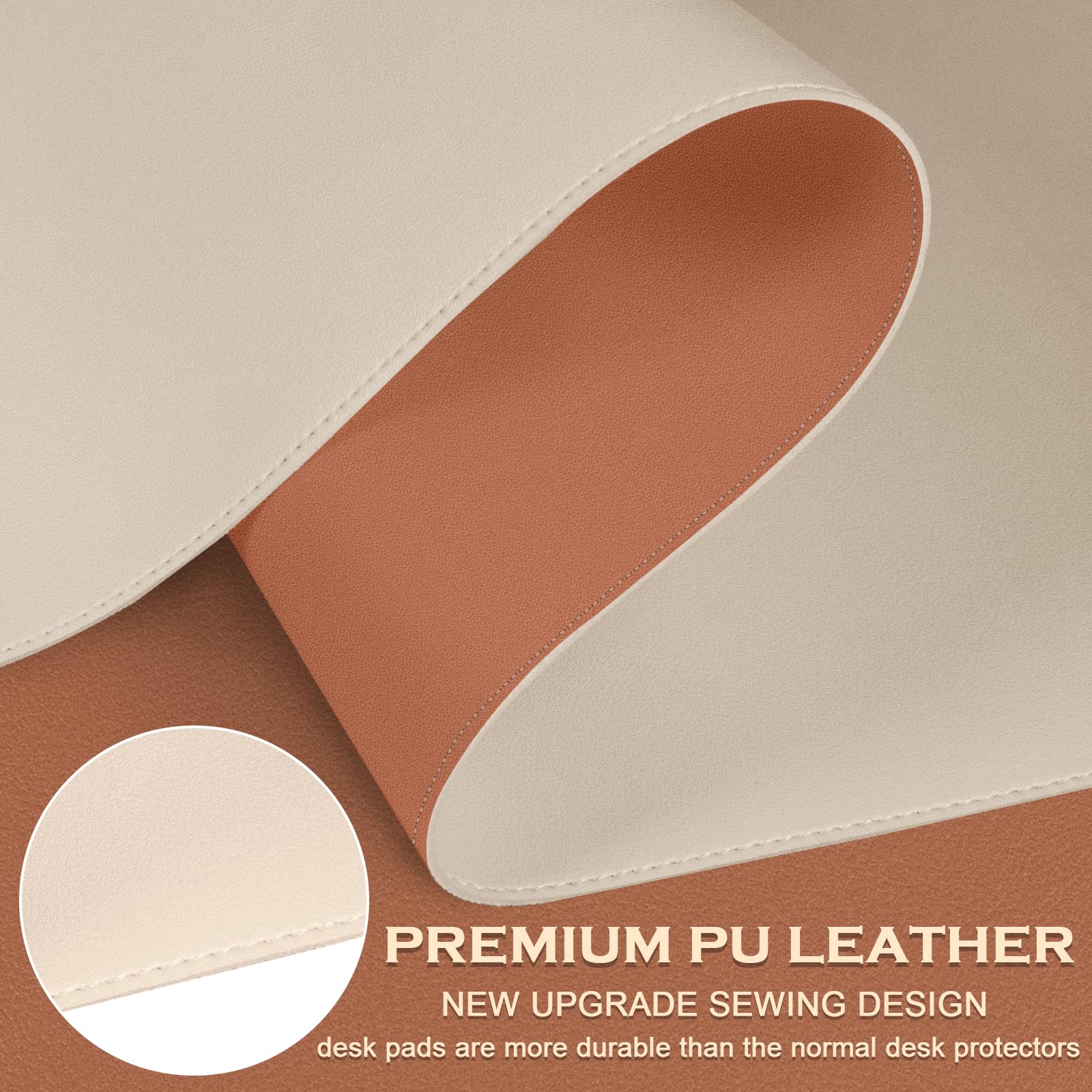 Dual-Sided Desk Mat, Large Pad, Waterproof Smooth PU Leather Blotter Protector, Mouse Pad, Desk