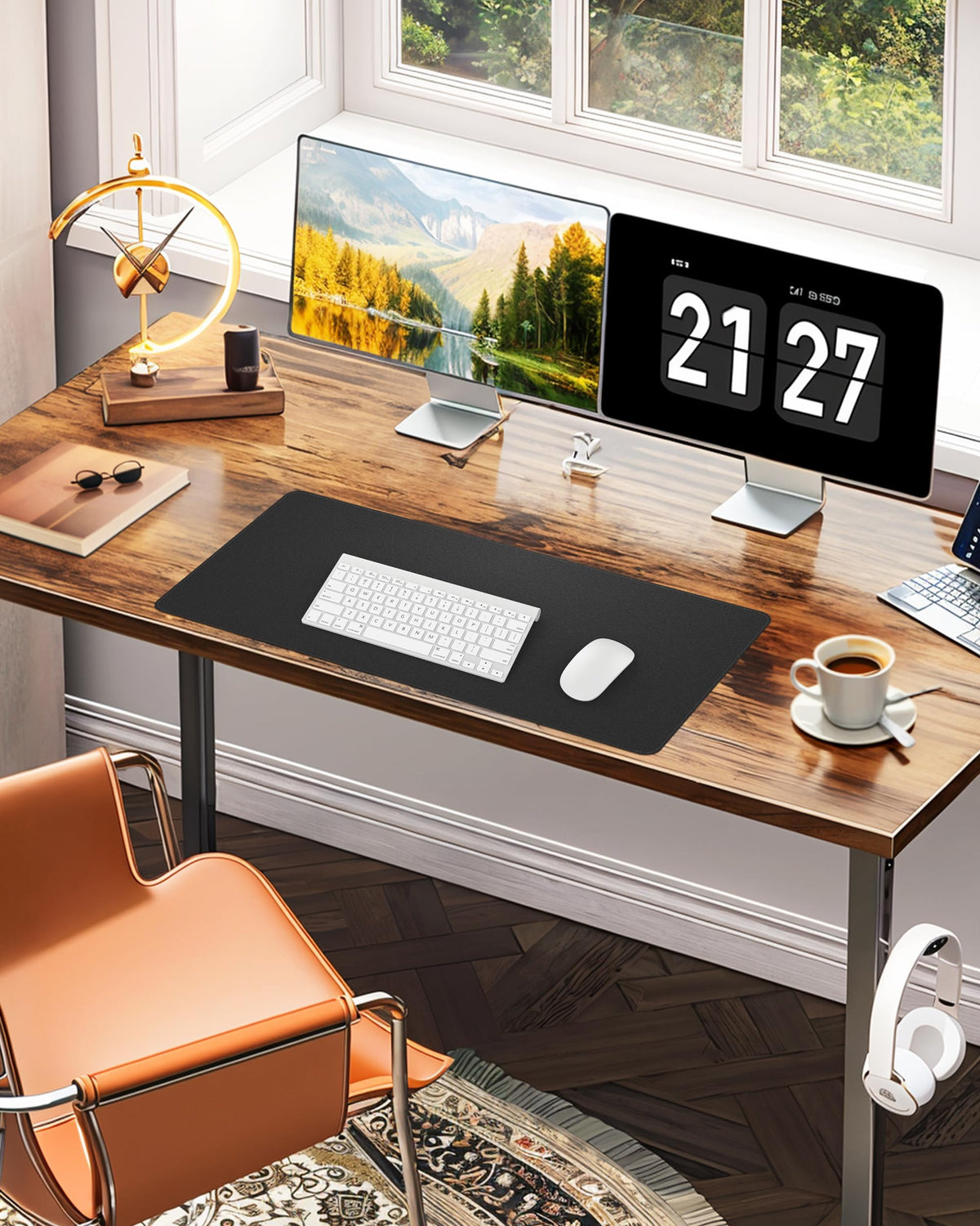 Leather Desk Pad Protector,Office Desk Mat,Large Mouse Pad, Non-Slip PU Leather Desk Blotter,Desk
