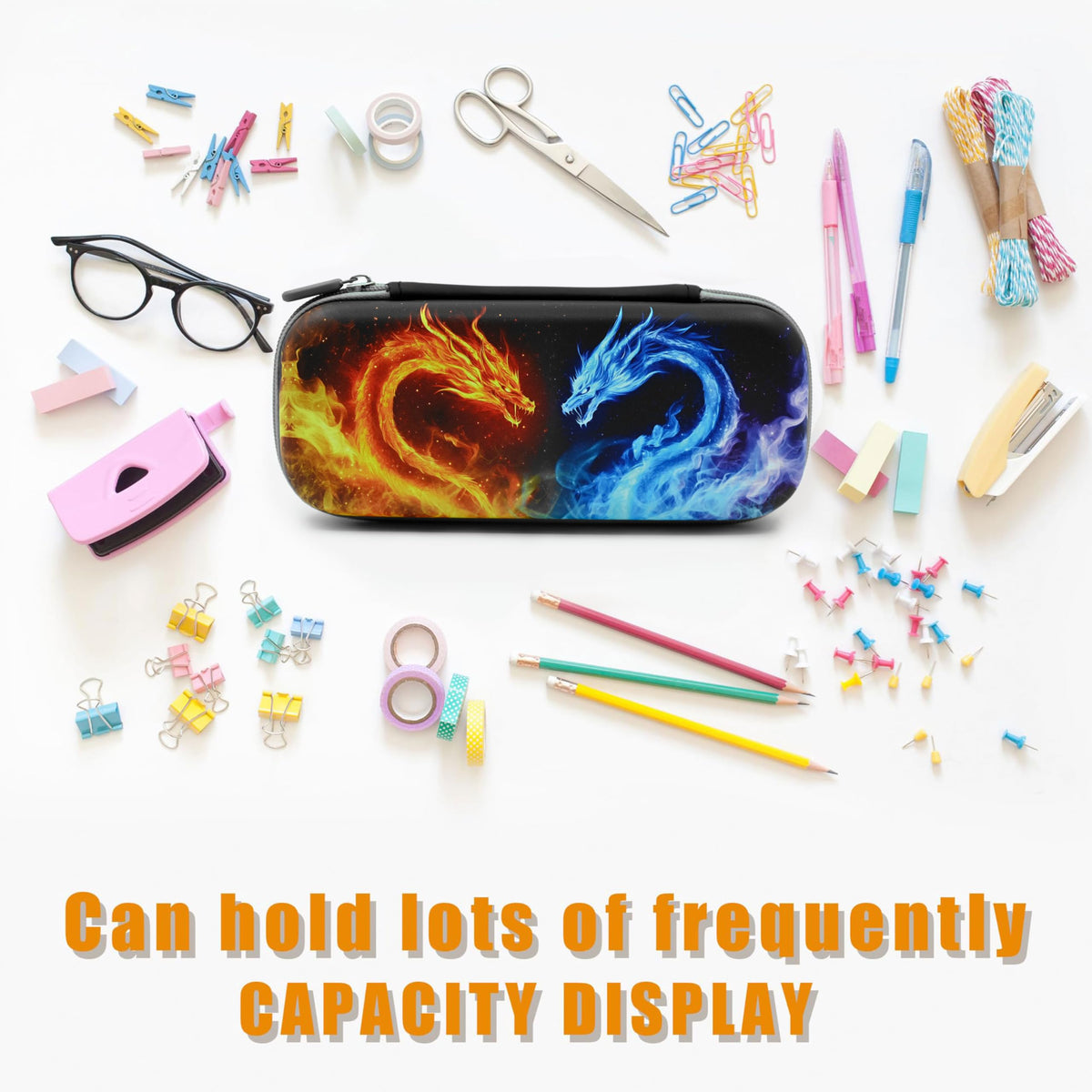 WtallasiSei Dragon Pencil Case Zip Pencil Box Multi Pouch Holder Desk Organizer For Boys Girls