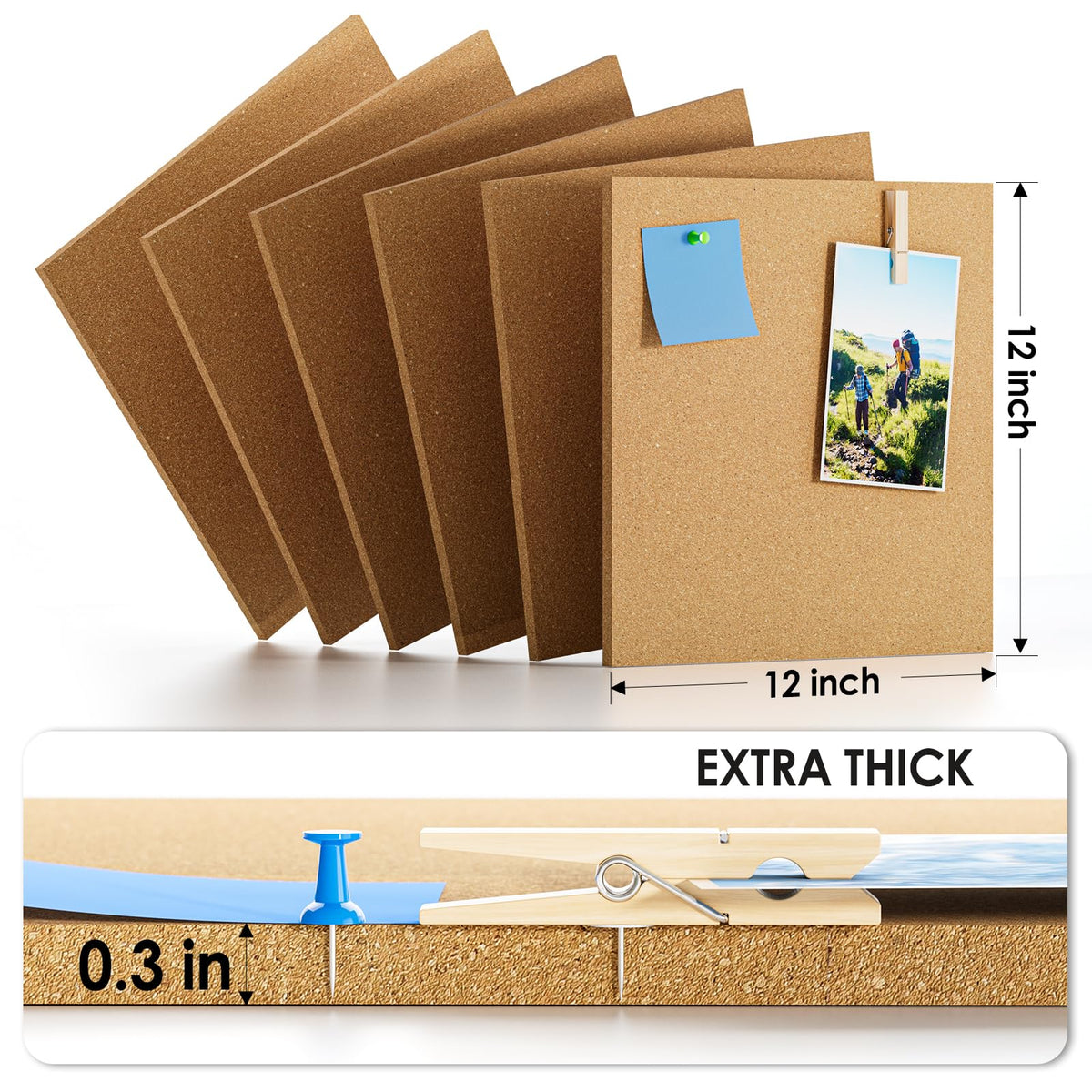 MaxGear 36" x 24" Large Cork Board for Wall, 6 Pack 12" x 12" Tiles