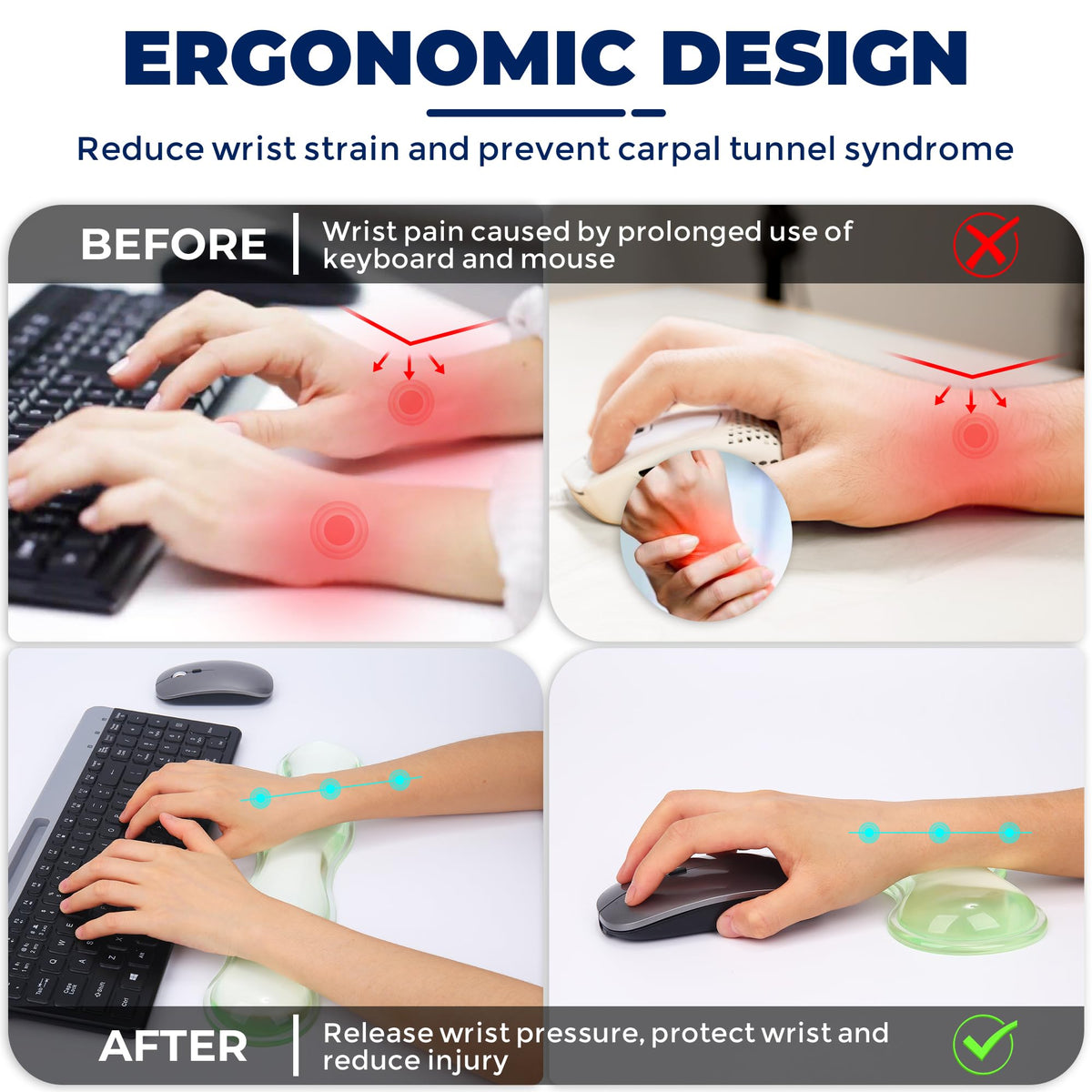 ABRONDA Gel Wrist Rest for Keyboard and Mouse, Wrist Rest for Keyboard, Mouse Wrist Support, Pain