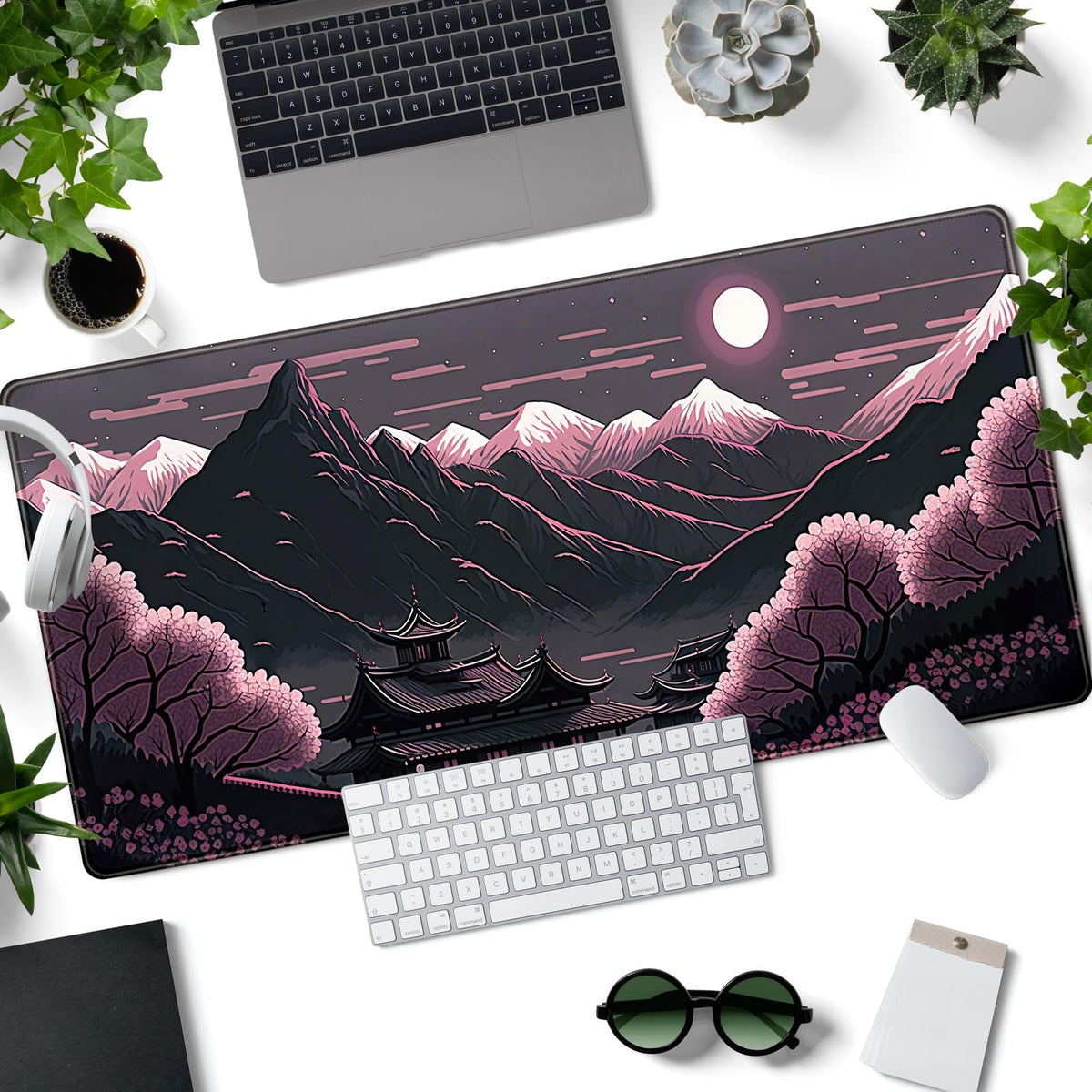 Sakura Blossom Desk Mat Japanese Scenery Mountain Large Mouse Pad XXL Extended Gaming Mousepad