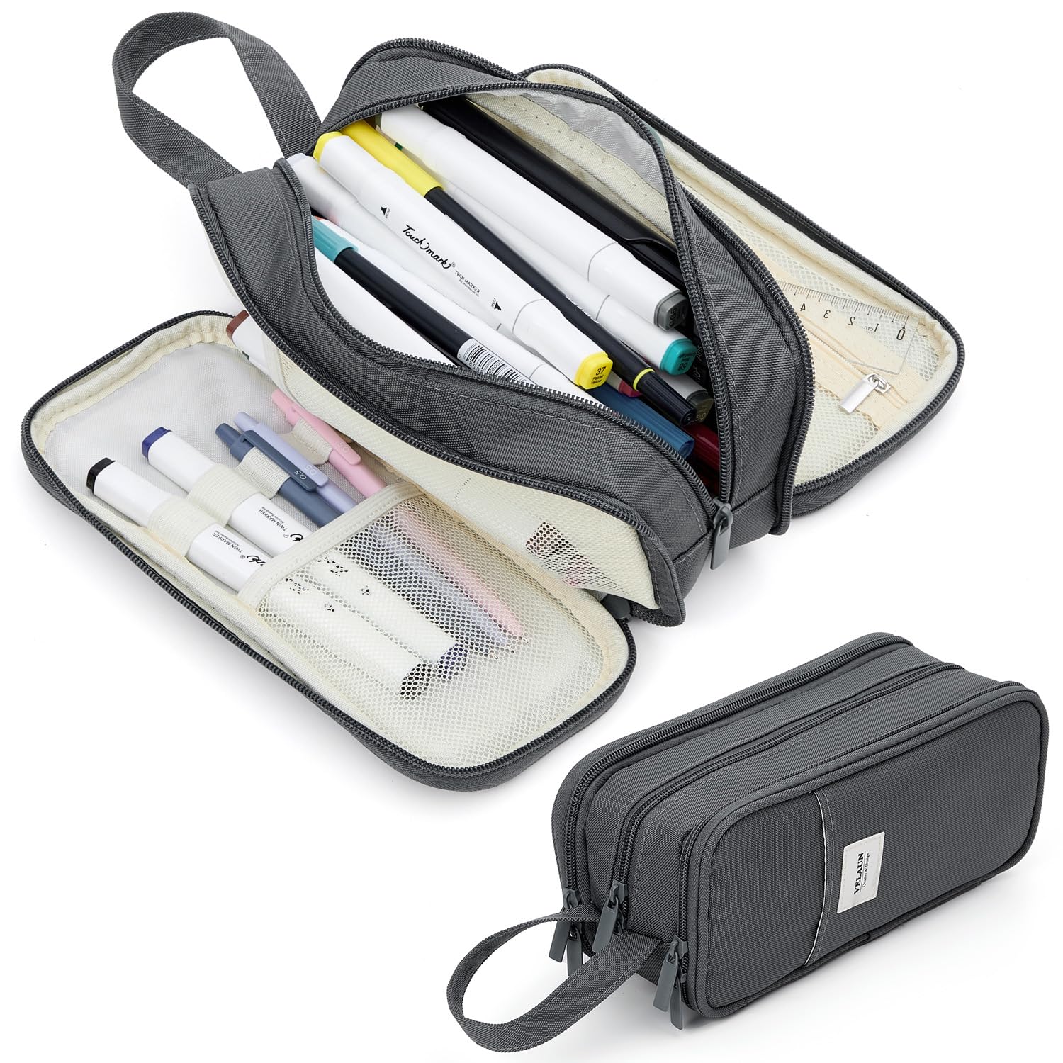 VELAUN Pencil Case Pouch, Large Capacity Pencil Box Bag, Aesthetic Pen Organizer for School