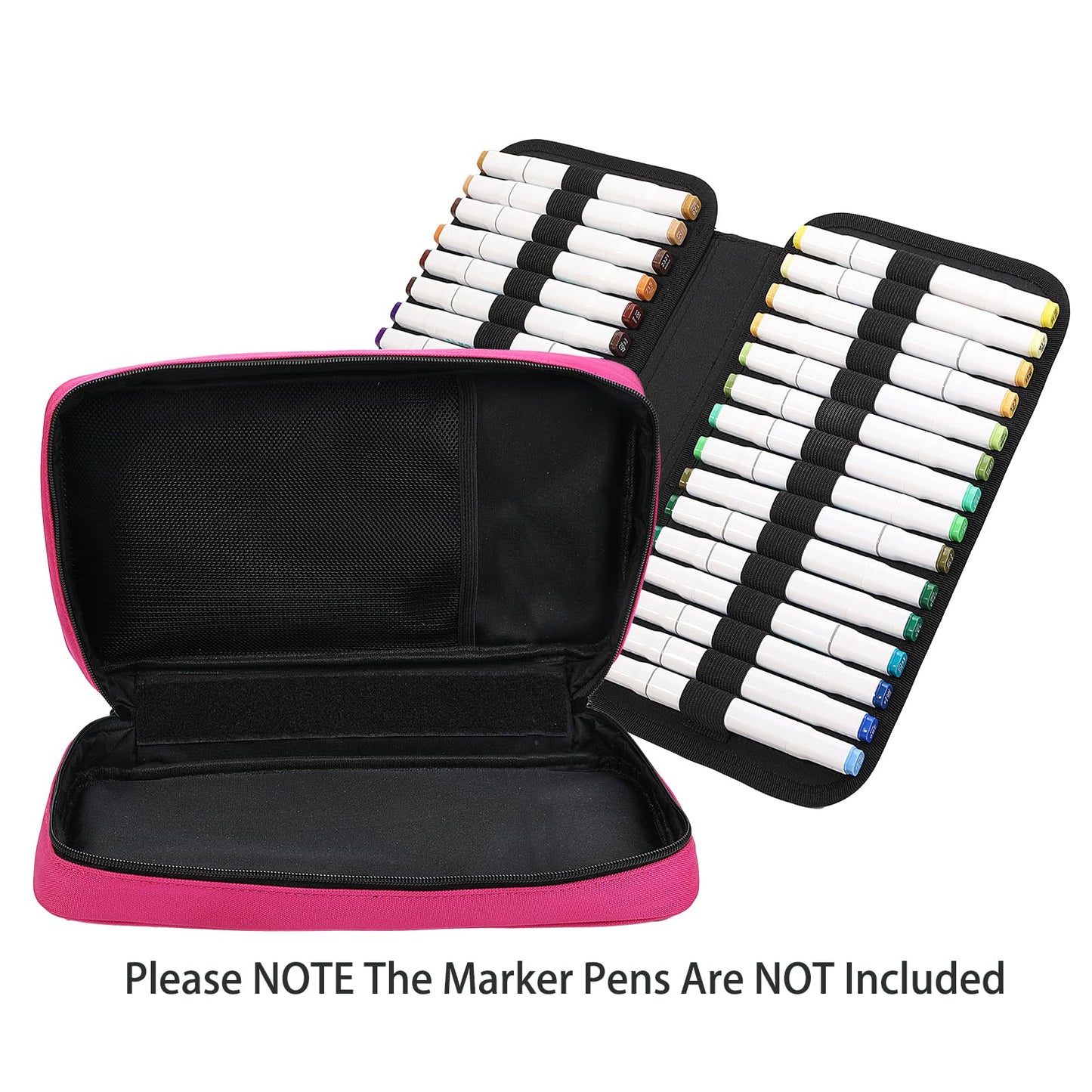 BOMKEE 60 Slots Marker Organizer Case, Large Pencil Pouch for 60 Markers Big Capacity Pen Holder