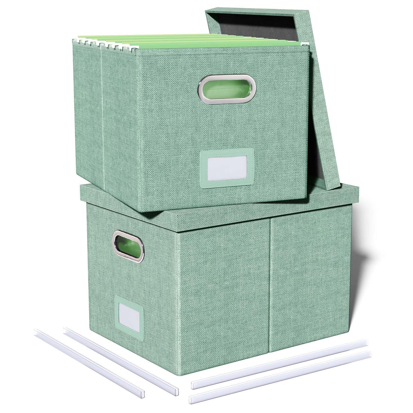 2 Pack File Storage Organizer, Filing Box, Portable File Box with Lid, Fit for Letter/Legal File
