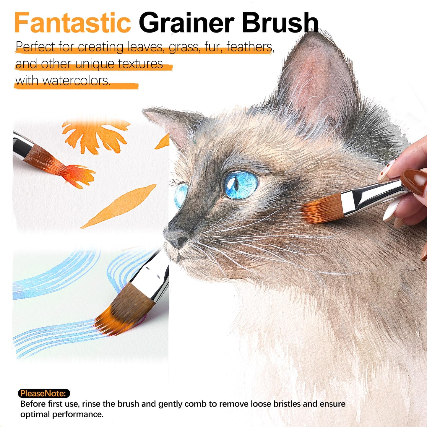 5Pcs Dual-Layer Grainer Paint Brush Set – Fuumuui Texture Comb/Filbert Brushes for Grass, Fur