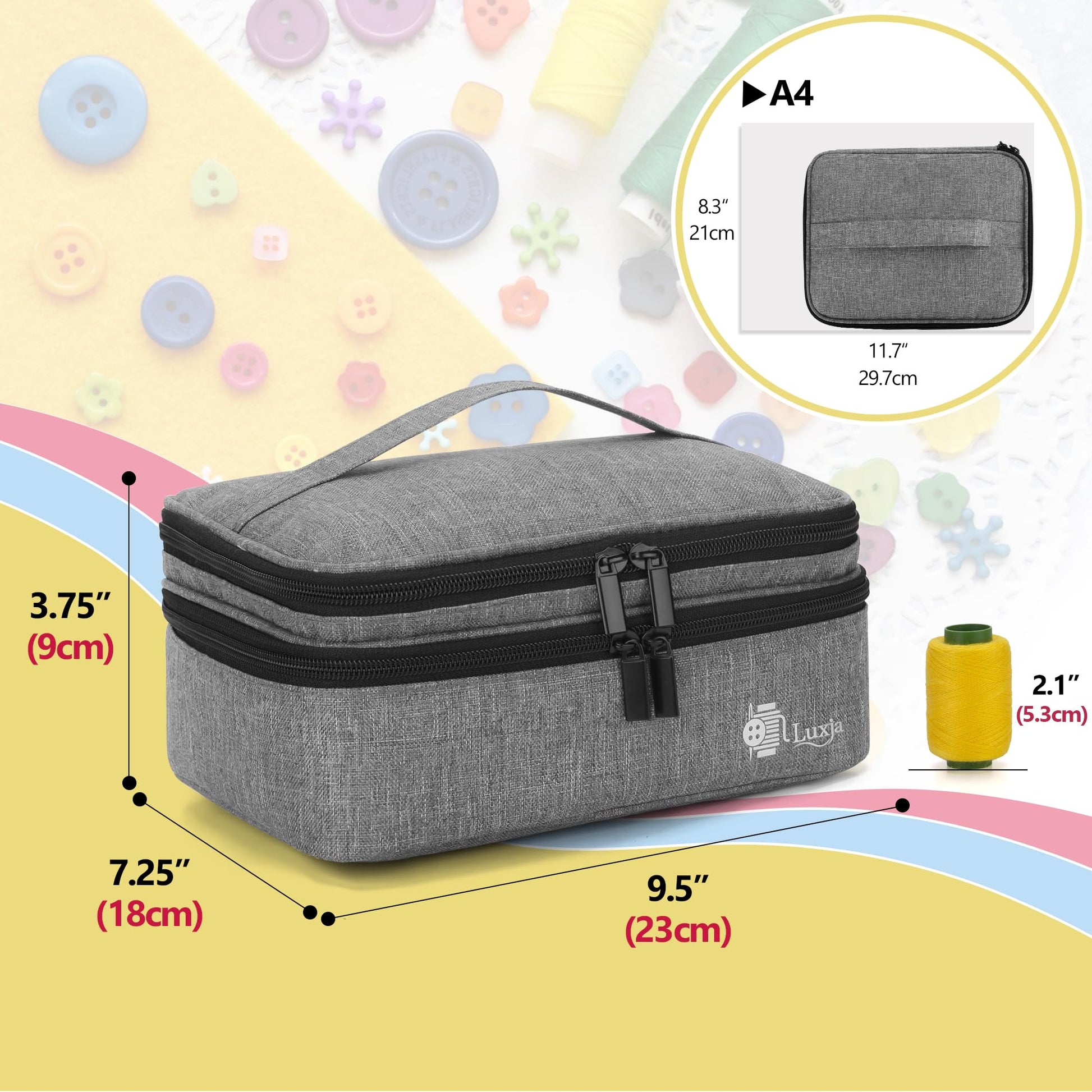 Luxja Double-Layer Medium Sewing Organizer, Gray