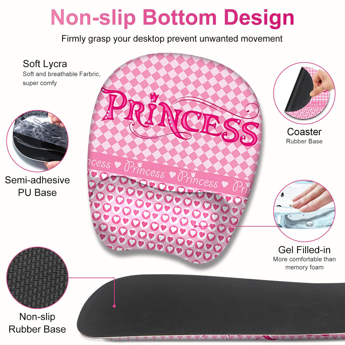 Mouse Pad with Wrist Support 4 in1 Set, XXL Big Game Mousepad + Keyboard Wrist Rest + Mouse Wrist