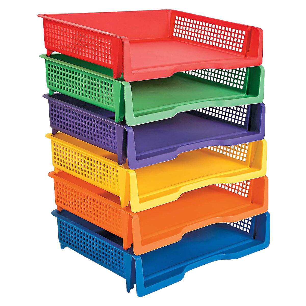 Fun Express Paper Organizer Stackable Plastic Trays 6 Pack