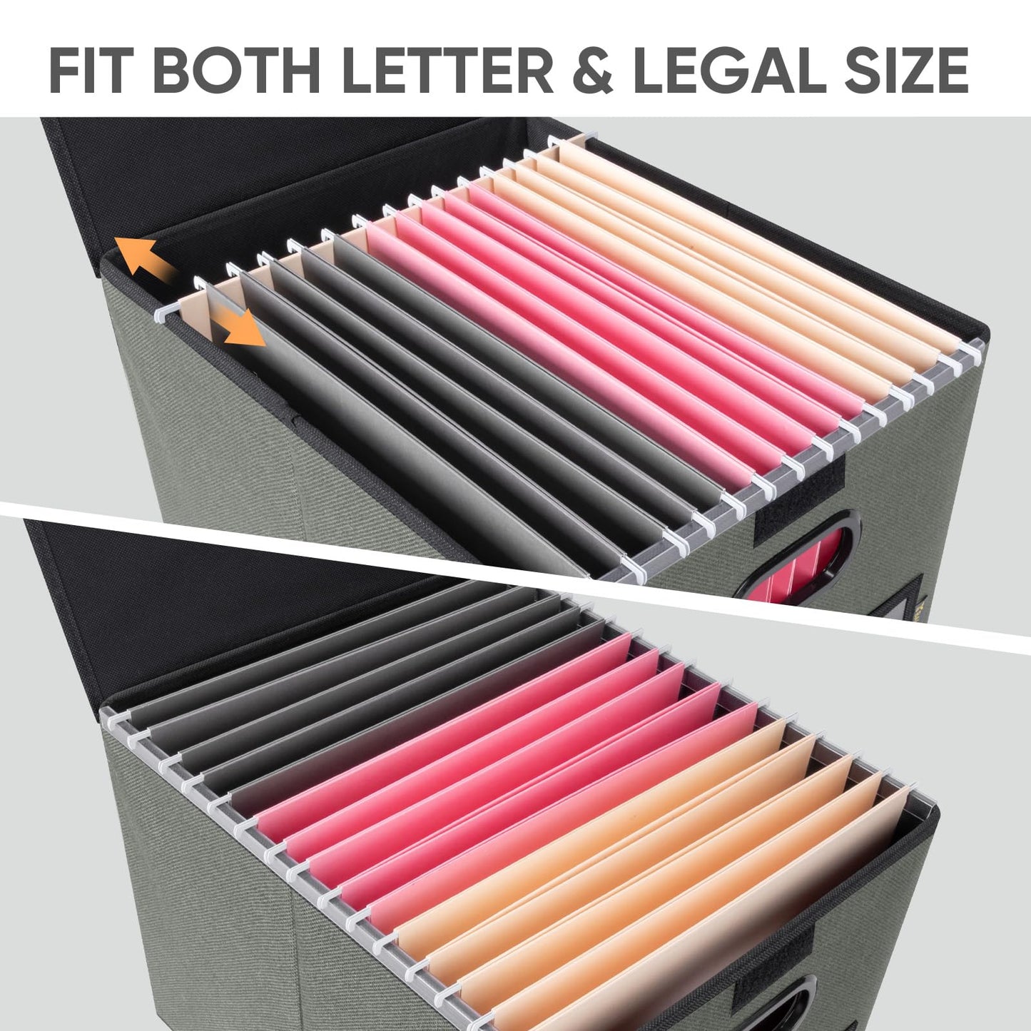 BALEINE File Organizer Box with Lid, Collapsible Hanging File Storage Box