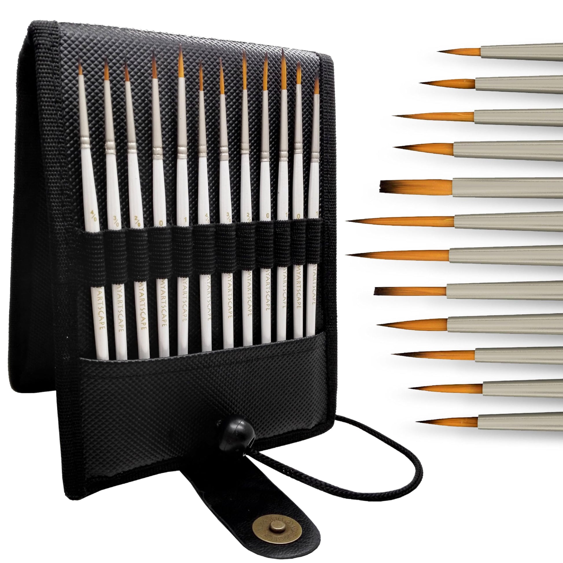 MyArtscape Miniature Paint Brushes - 12 Detail Brushes with Holder