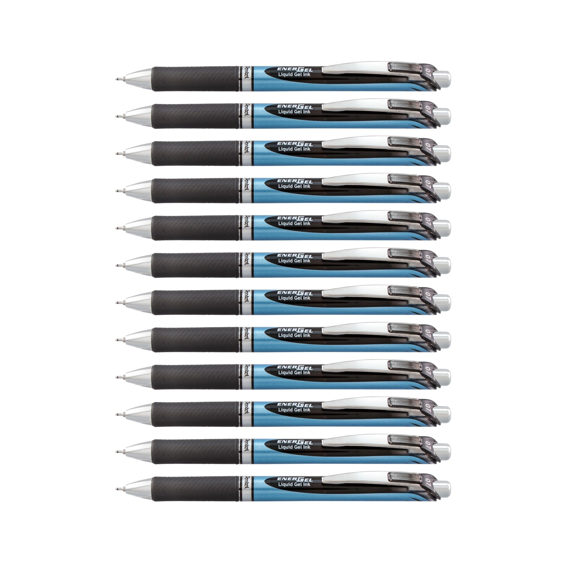 Pentel EnerGel RTX Retractable Gel Ink Pen, Medium Point, Needle Tip, Black Ink, Box of 12 (BLN77-A)