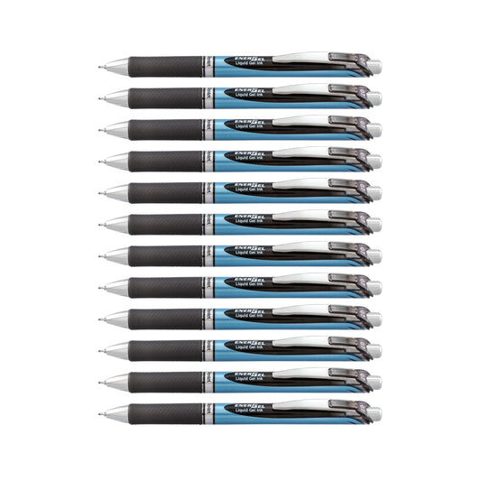 Pentel EnerGel RTX Retractable Gel Ink Pen, Medium Point, Needle Tip, Black Ink, Box of 12 (BLN77-A)