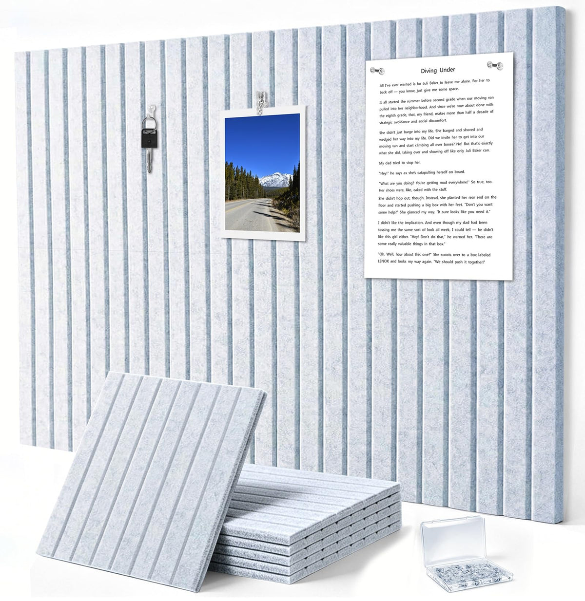 G Gamit 0.47" Thick Felt Pin Board 36"x24" Large Cork Board Alternative 6 Pack 11.81"x11.81"Felt