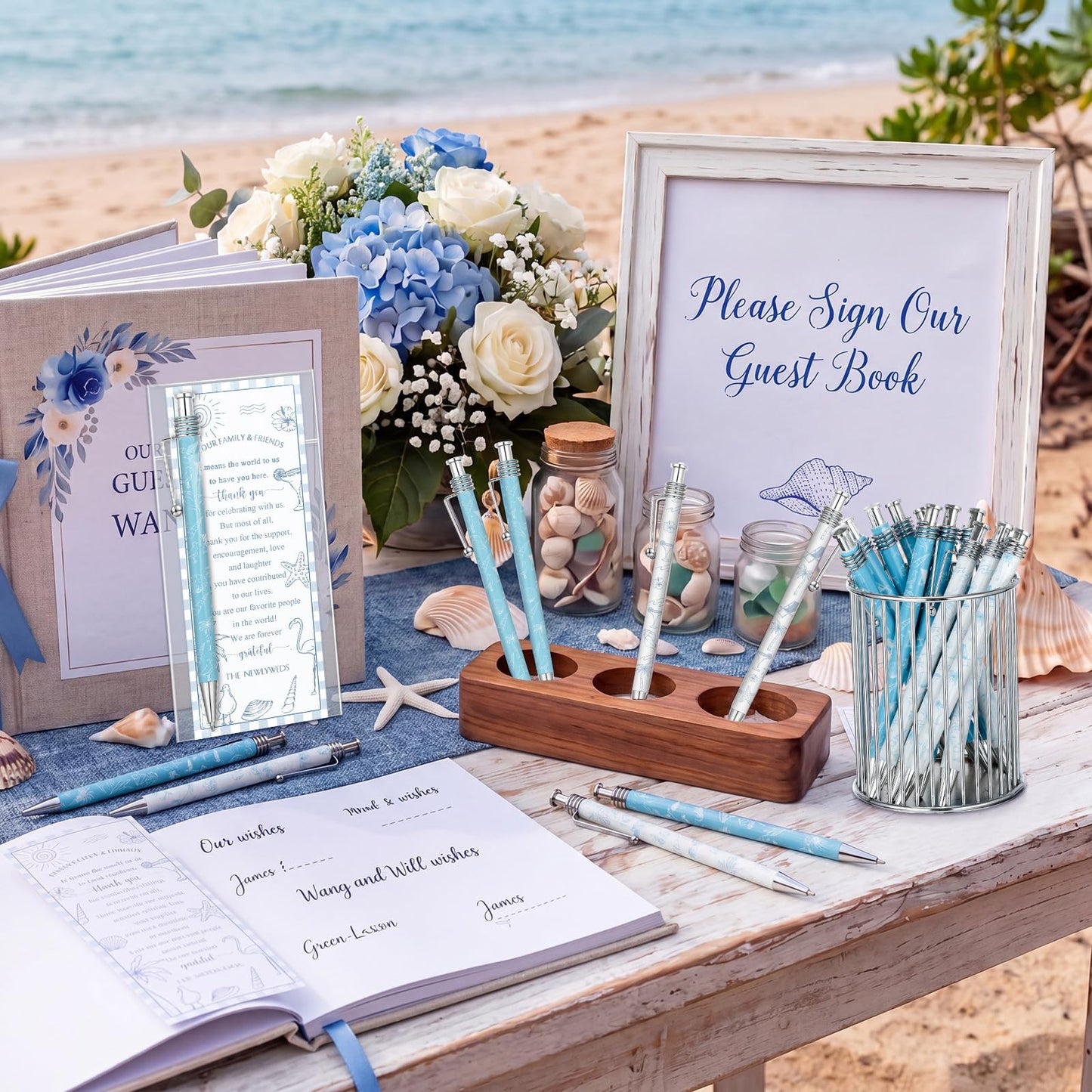 Tenceur 50 Set Beach Wedding Pens Gifts for Guests Bridal Shower