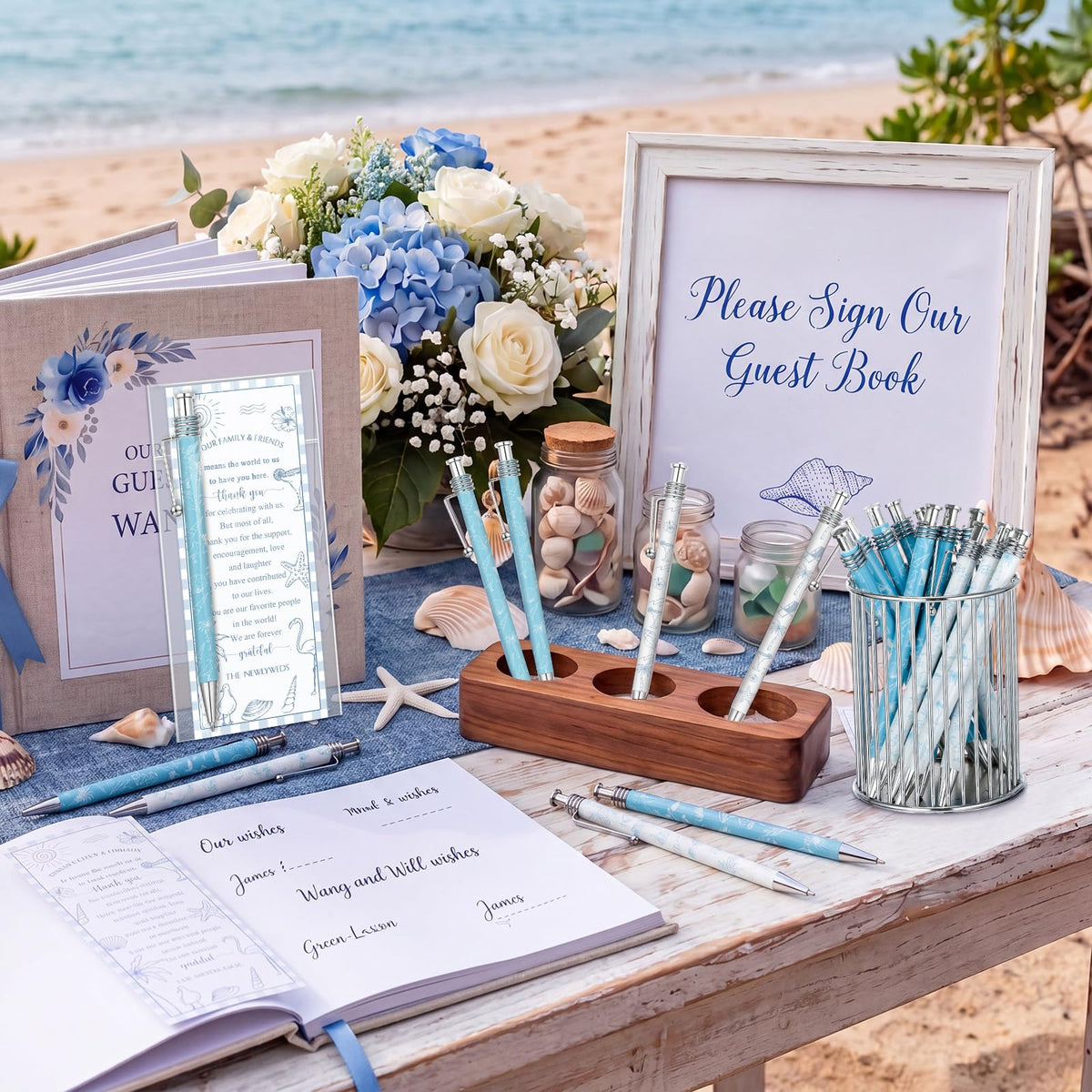 Tenceur 50 Set Beach Wedding Pens Gifts for Guests Bridal Shower