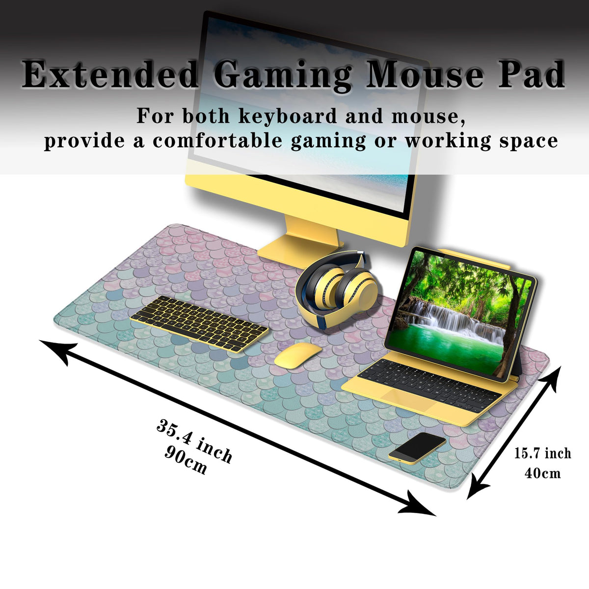 Samgula XXL Mouse Pads Pink Desk Pad, Gaming Mouse Pad Desk Decor for Girls Desktop Mat, Keyboard