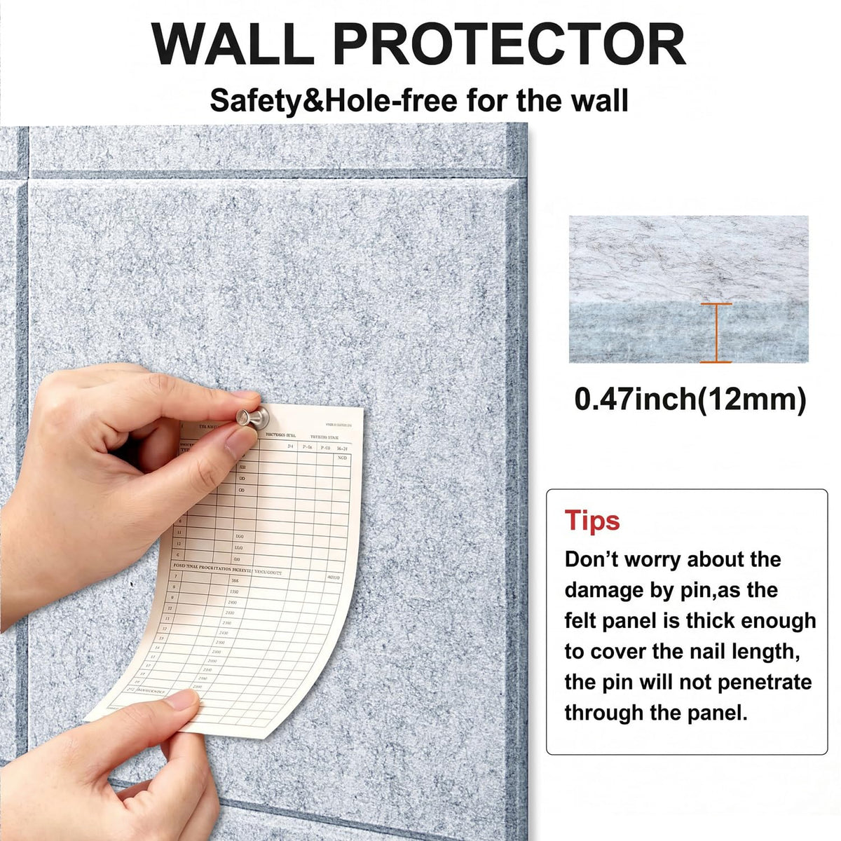 G Gamit Felt Wall Tiles Bulletin Board Large Cork Board Alternative 6 Pack 11.81”x11.81”x0.47” Felt