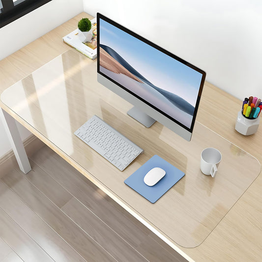 NATRKE Clear Desk Mat Pad, 35.4"x19.7" Large Transparent Computer Desk Mat Plastic Desktop