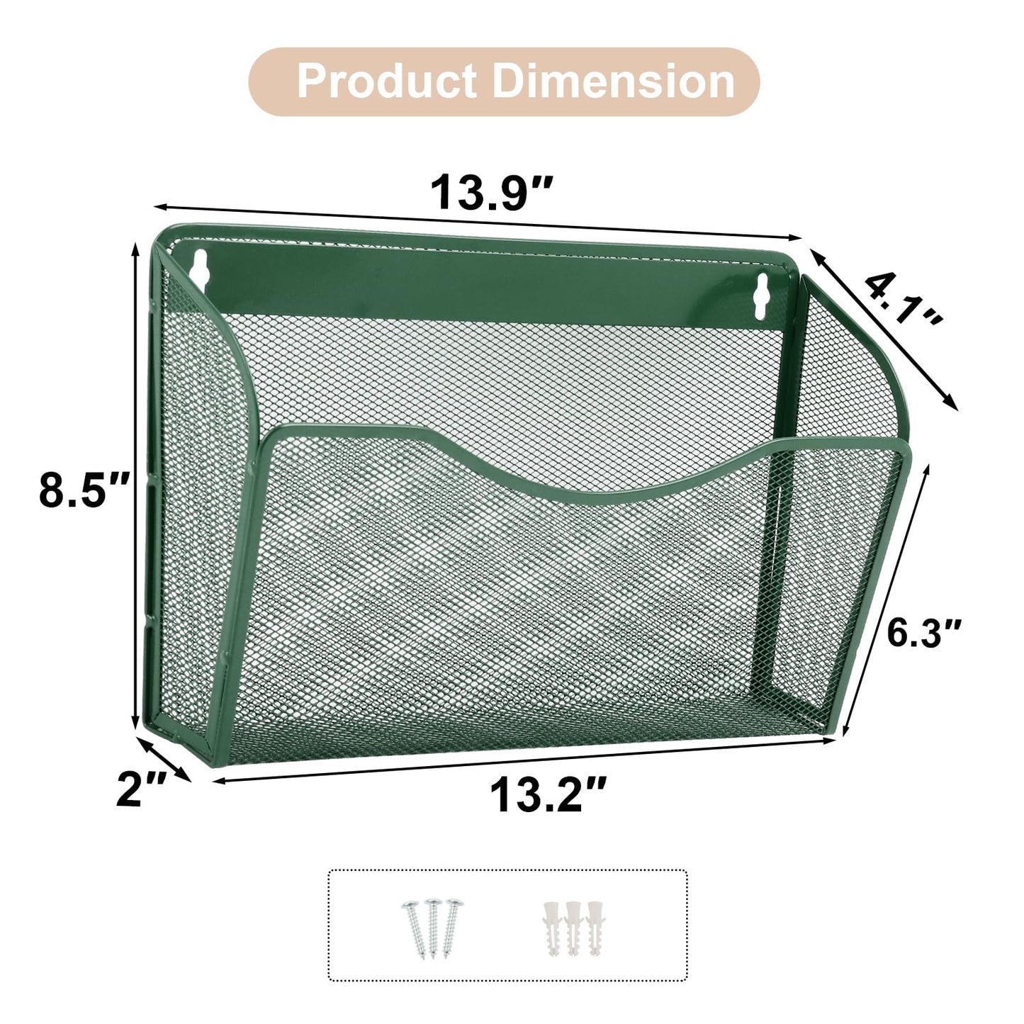 EASEPRES 3 Single Pocket Mesh Hanging File Organizer, Vertical Wall Mounted Magazine File Holder
