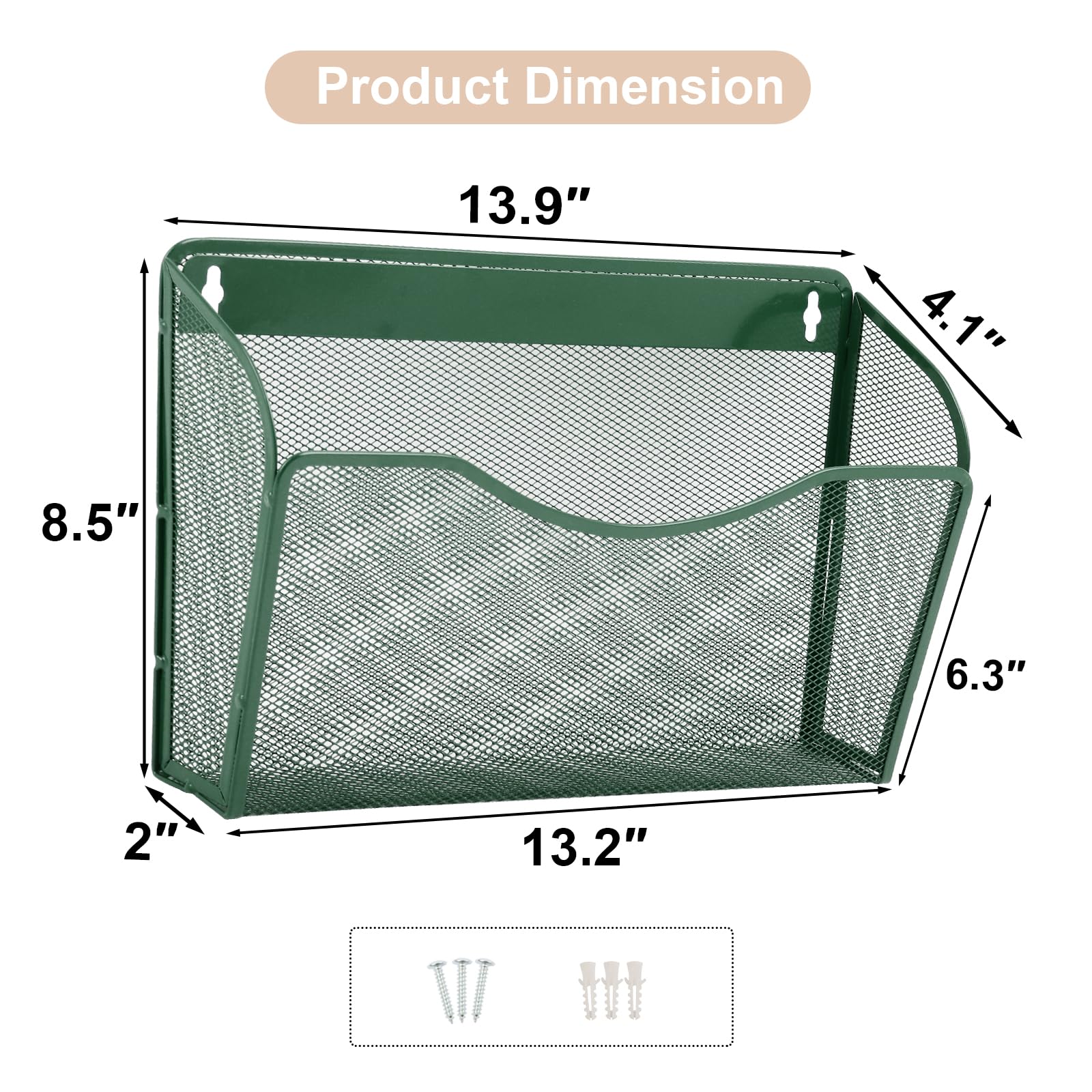 EASEPRES 3 Single Pocket Mesh Hanging File Organizer, Vertical Wall Mounted Magazine File Holder