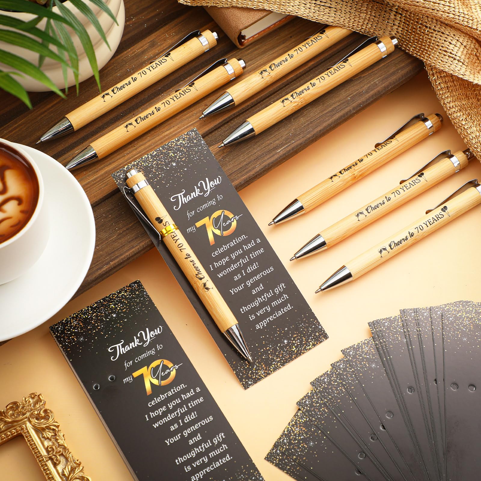 Sayglossy 25 Sets 70th Birthday Party Favors with Pens Andthank You Cards