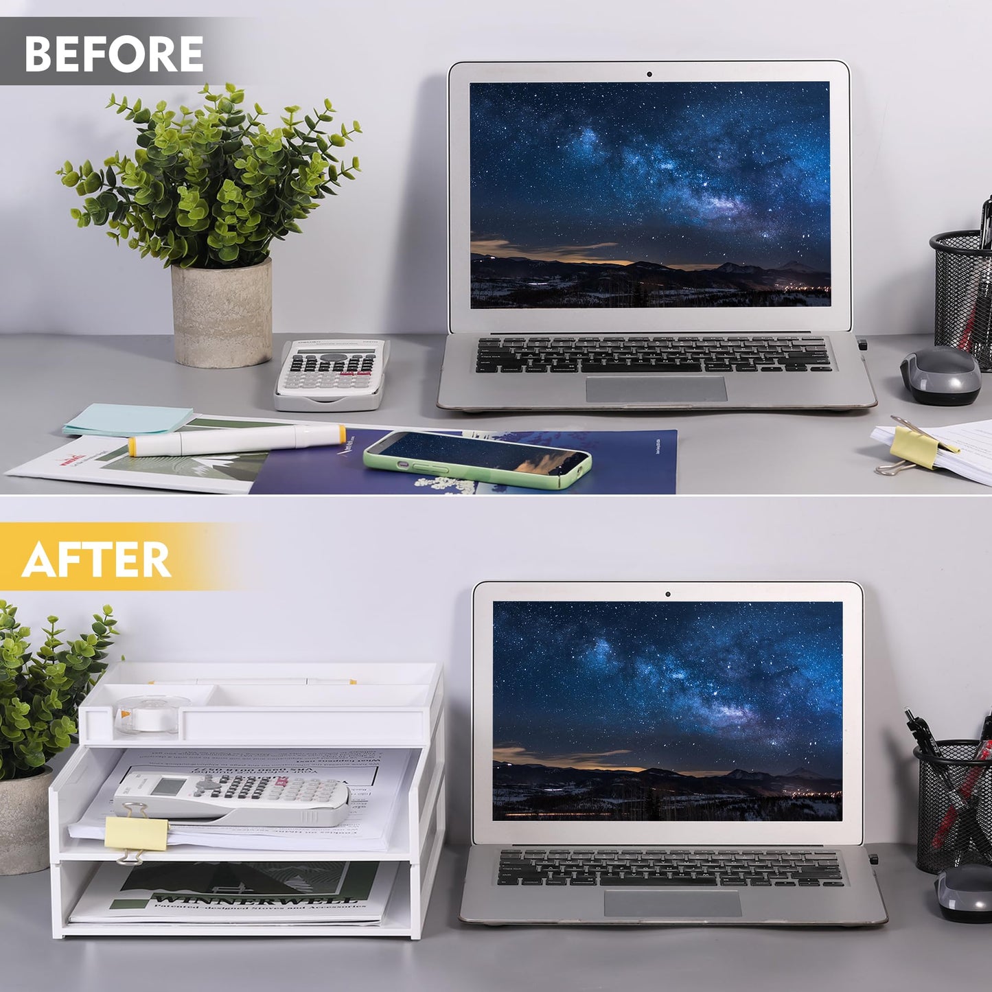 Eufrozy 3 Tier White Stackable Letter Tray Paper Organizer for Office Desk