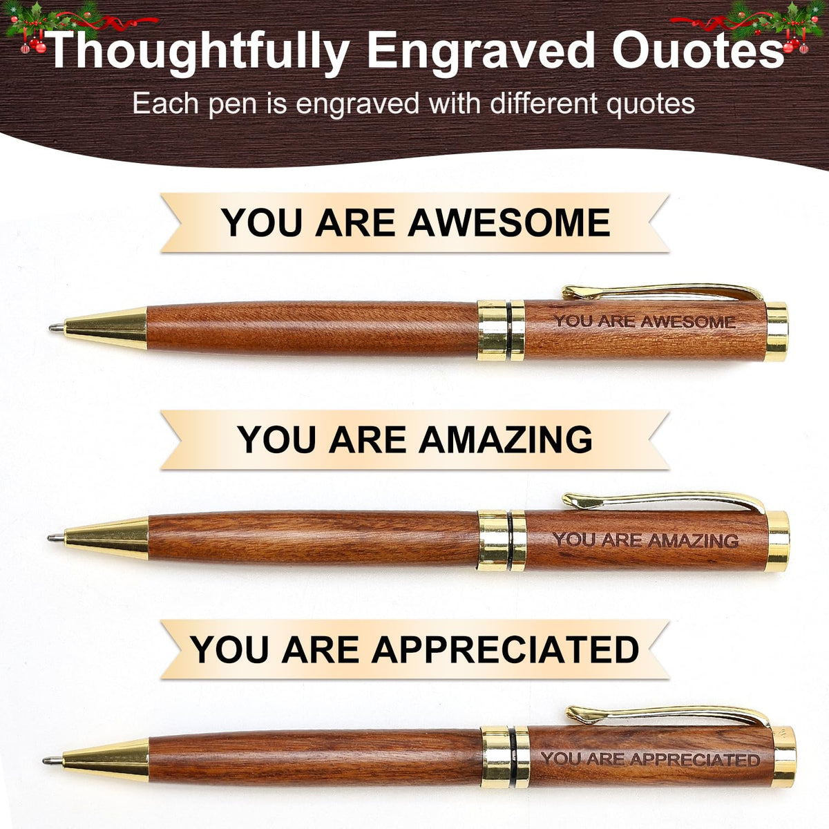 Luxury Wooden Pen Set Thank You Gifts for Women Men Friends Teacher Boss