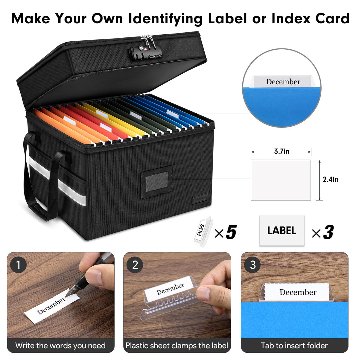 Fireproof File Oganizer with Lock, 2 Layer Fireproof Document Storage Box