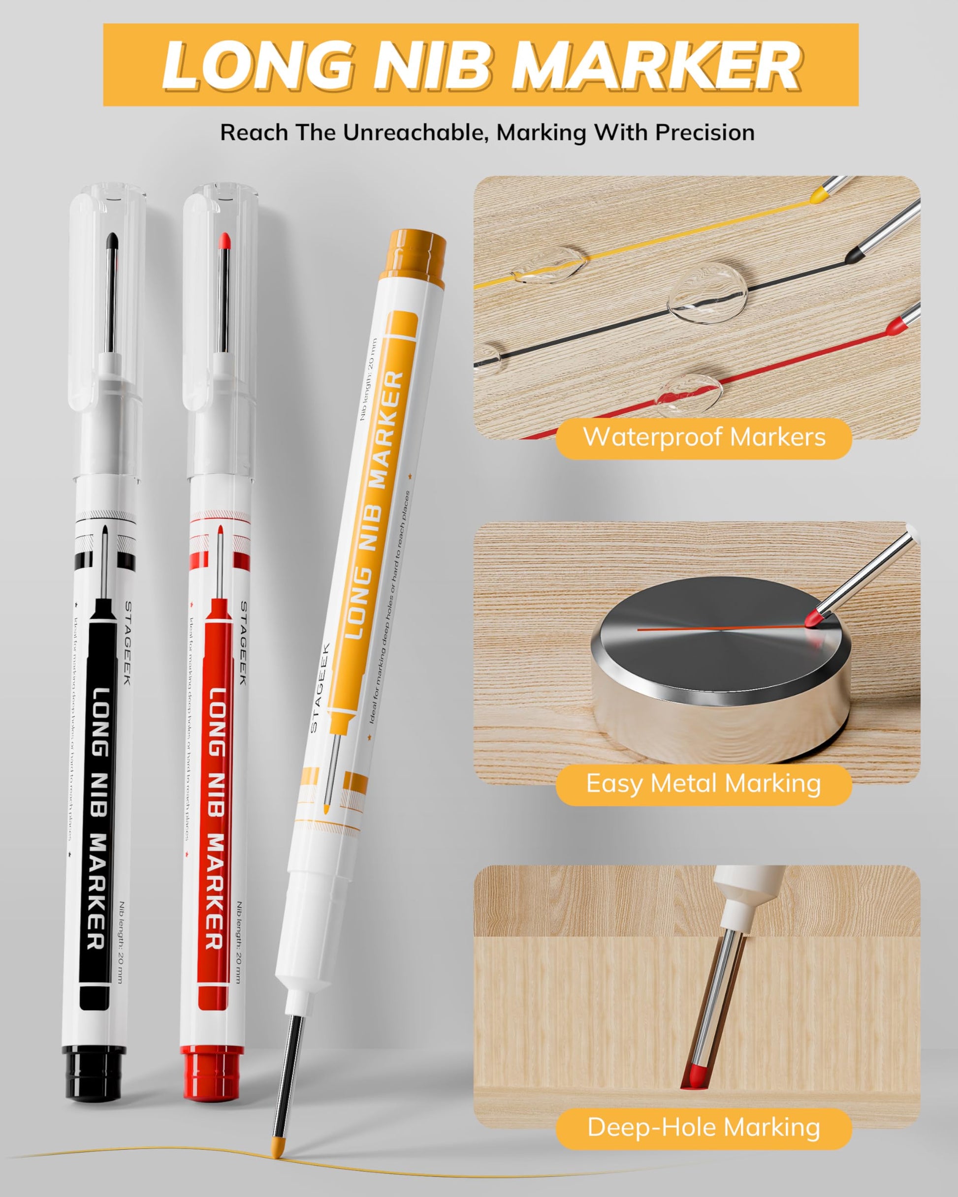 STAGEEK 2.8mm Mechanical Carpenter Pencils with Sharpener, 3 Pack