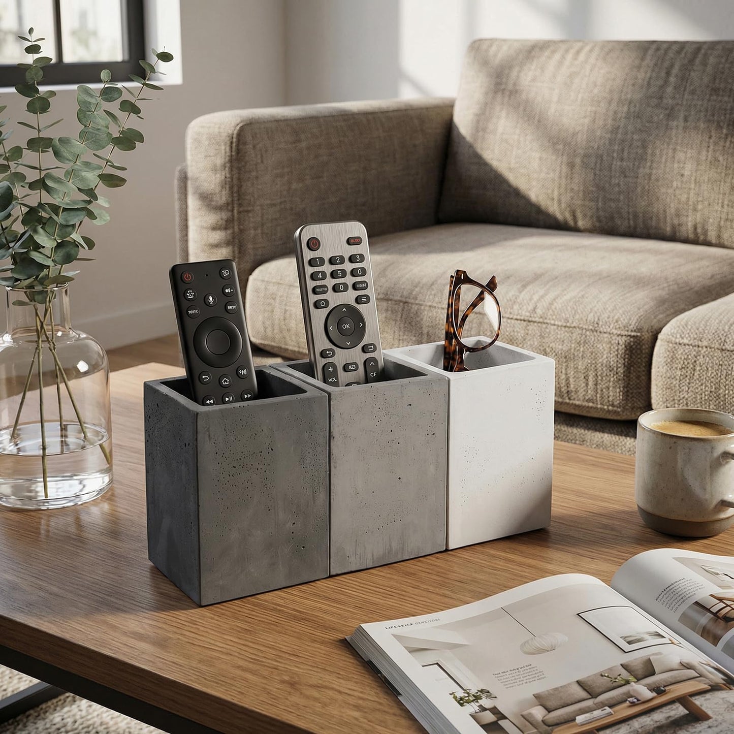 MyGift Pen Holder Pencil Holder For Desk,Pen Cup Holder For Desk,Concrete Desktop Pencil Cup,Modern