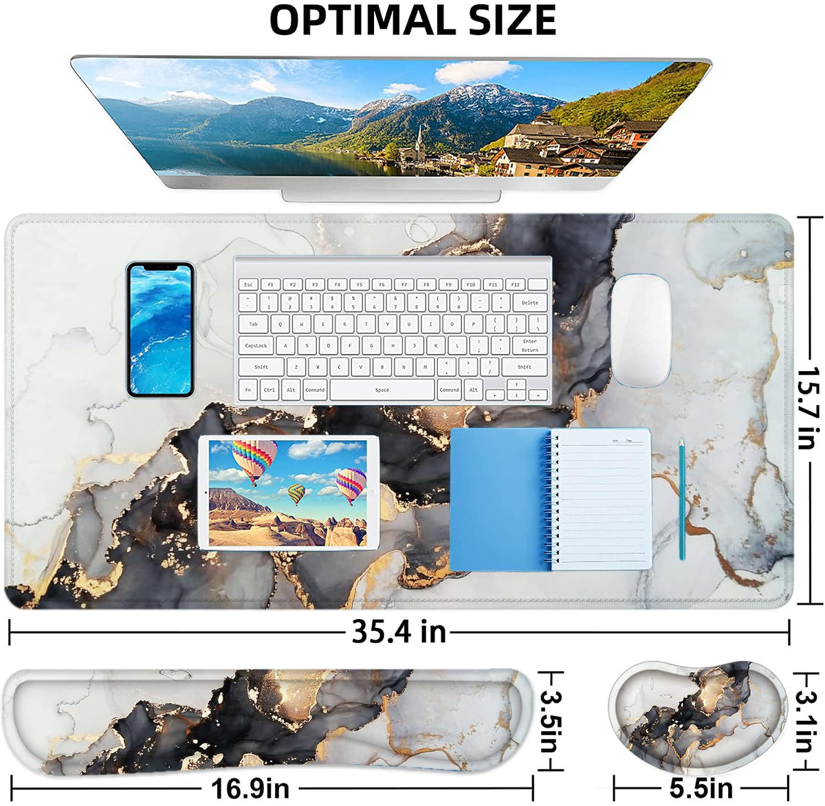 Lateefah Large Mouse Pad and Keyboard Wrist Rest, Desk Pad for Keyboard and Mouse, Extended Gaming