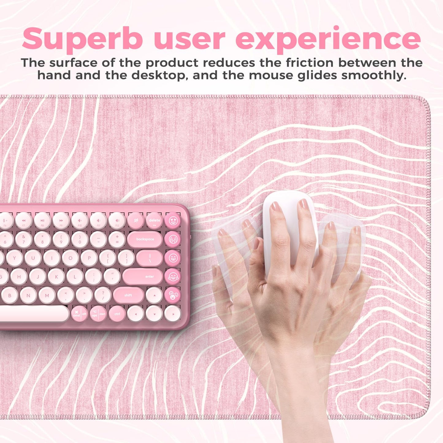 iCasso Large Desk Mat Pink,Big Mouse Pad with Stitched Edges