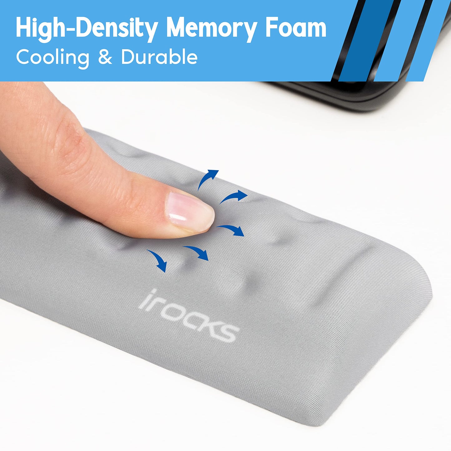 i-Rocks Memory Foam Keyboard Wrist Rest - Pain-Reducing Wrist Rest for Computer Keyboard - Non-Slip