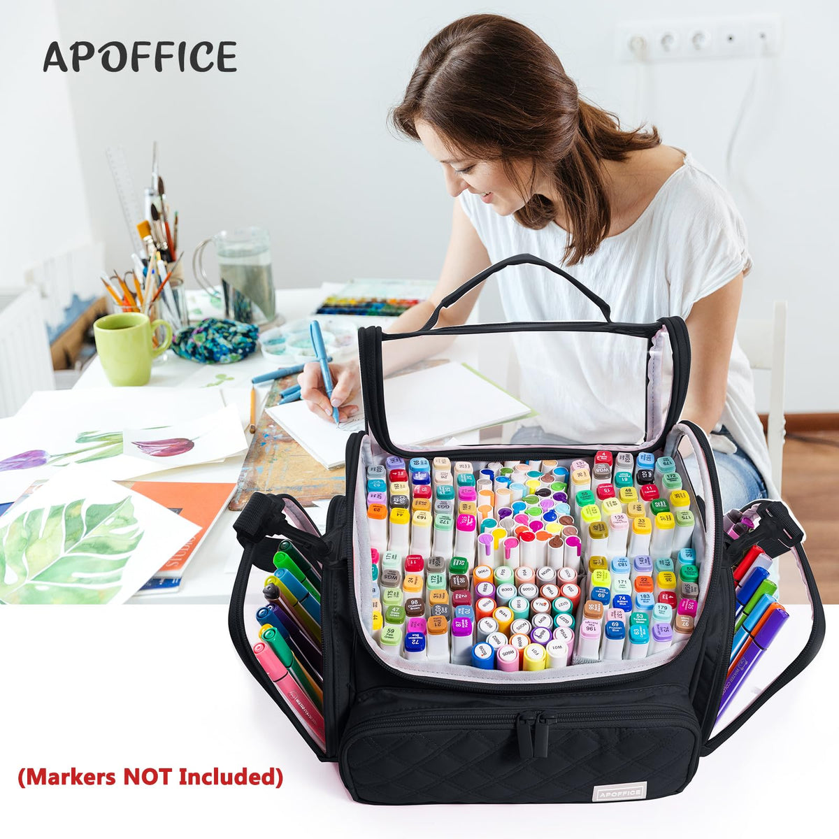 APOFFICE Large Marker Case for 150-200 Markers, Marker Organizer Bag