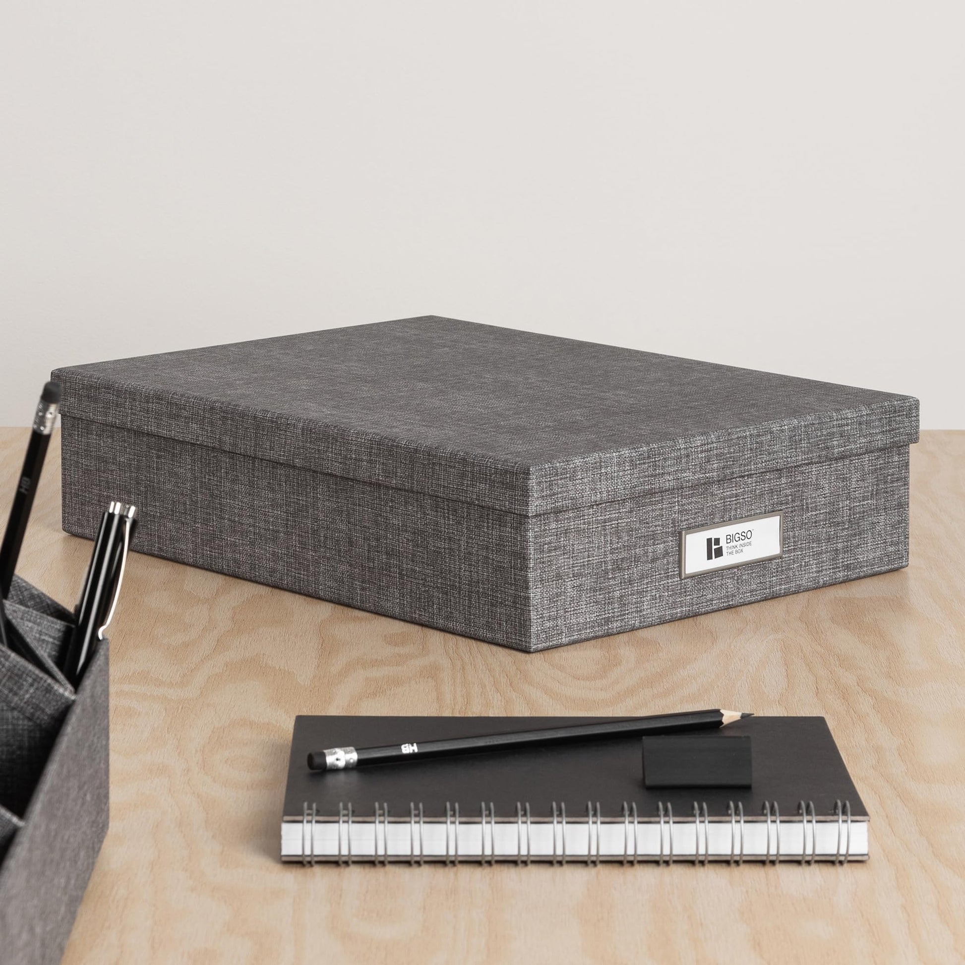 Bigso Oskar Canvas Fiberboard Document Letter Box for Important Paperwork A4 or Letter Size