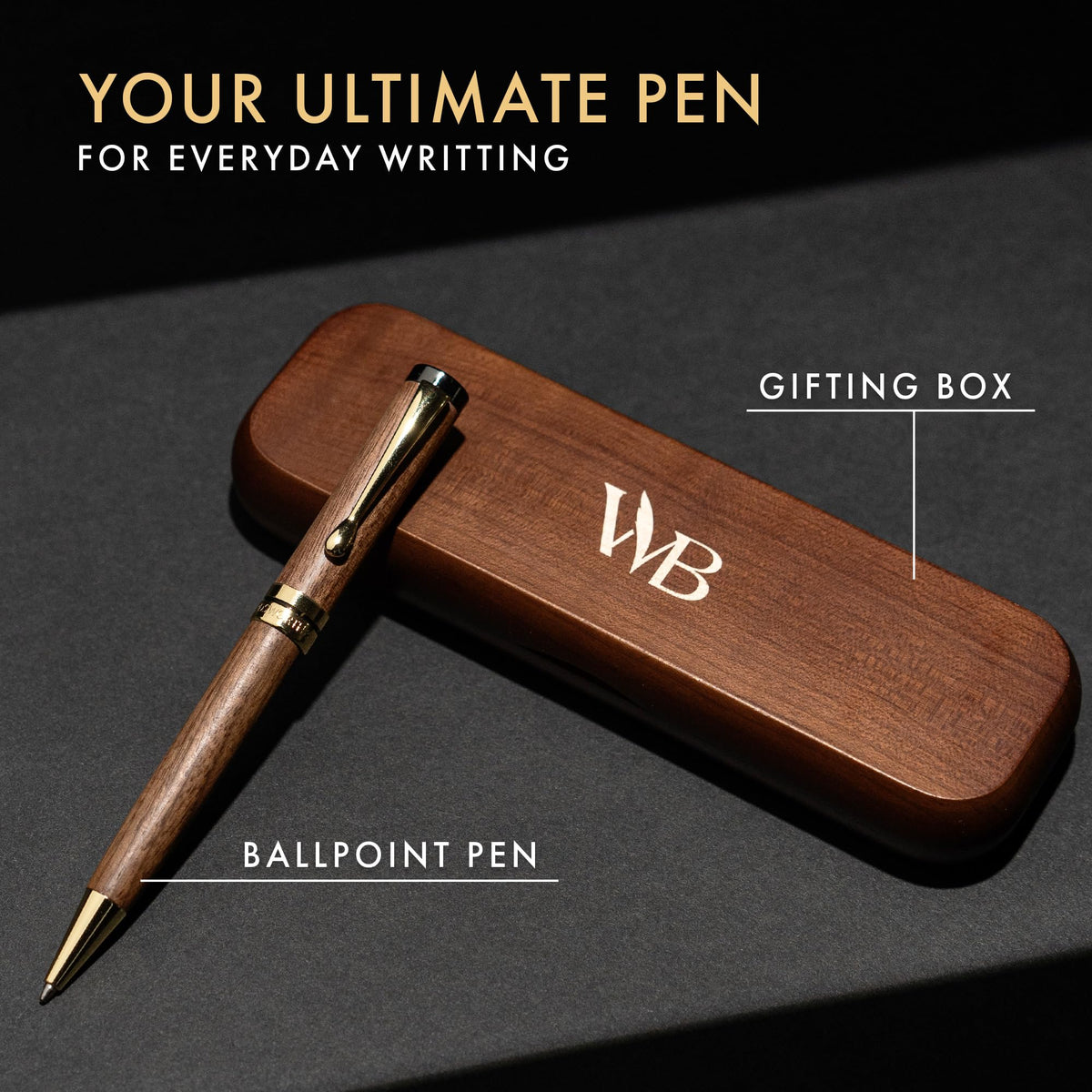 Wordsworth & Black Luxury Refillable Bamboo Wood Ballpoint Pen for Writing