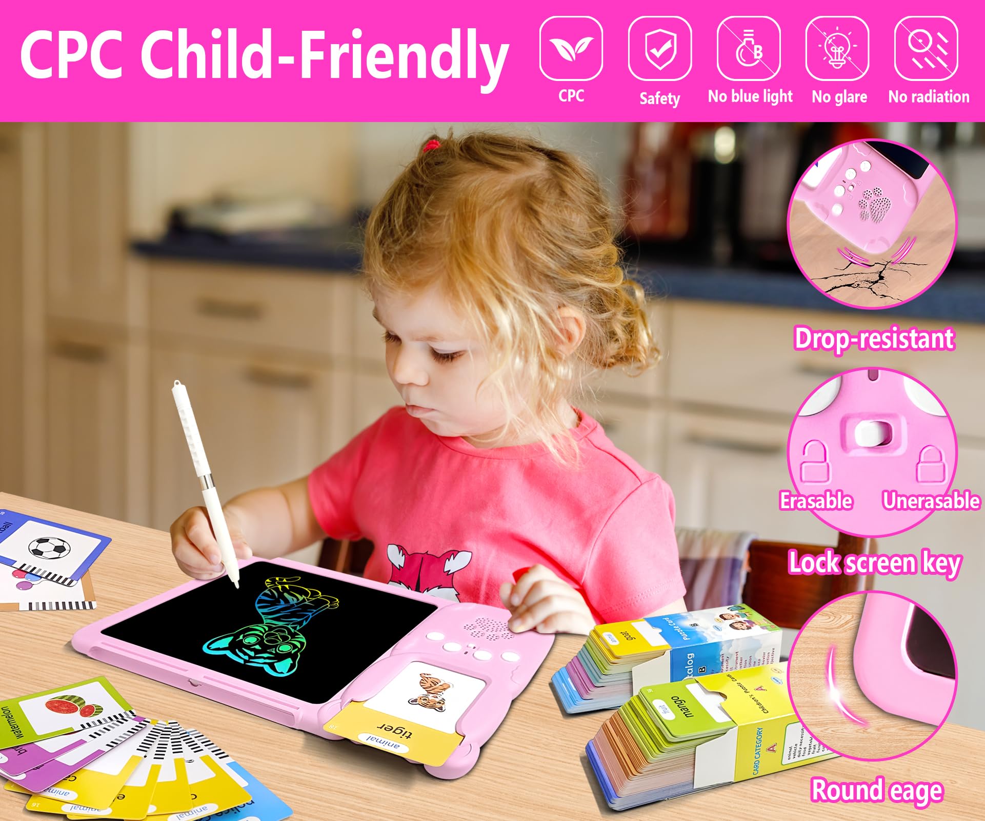 Rylai Toddler Toys Talking Flash Cards, Kindergarten Learning Resources 510 Sight Words with