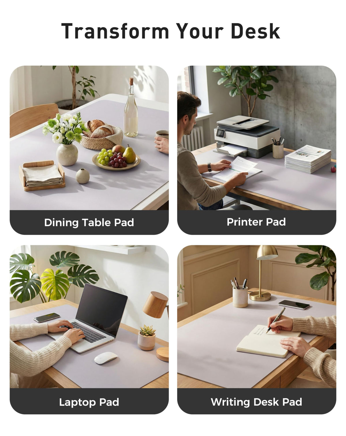 Aothia Faux Leather Desk Mat - Large Mouse Pad, Non-Slip PU Leather Blotter, Waterproof Writing