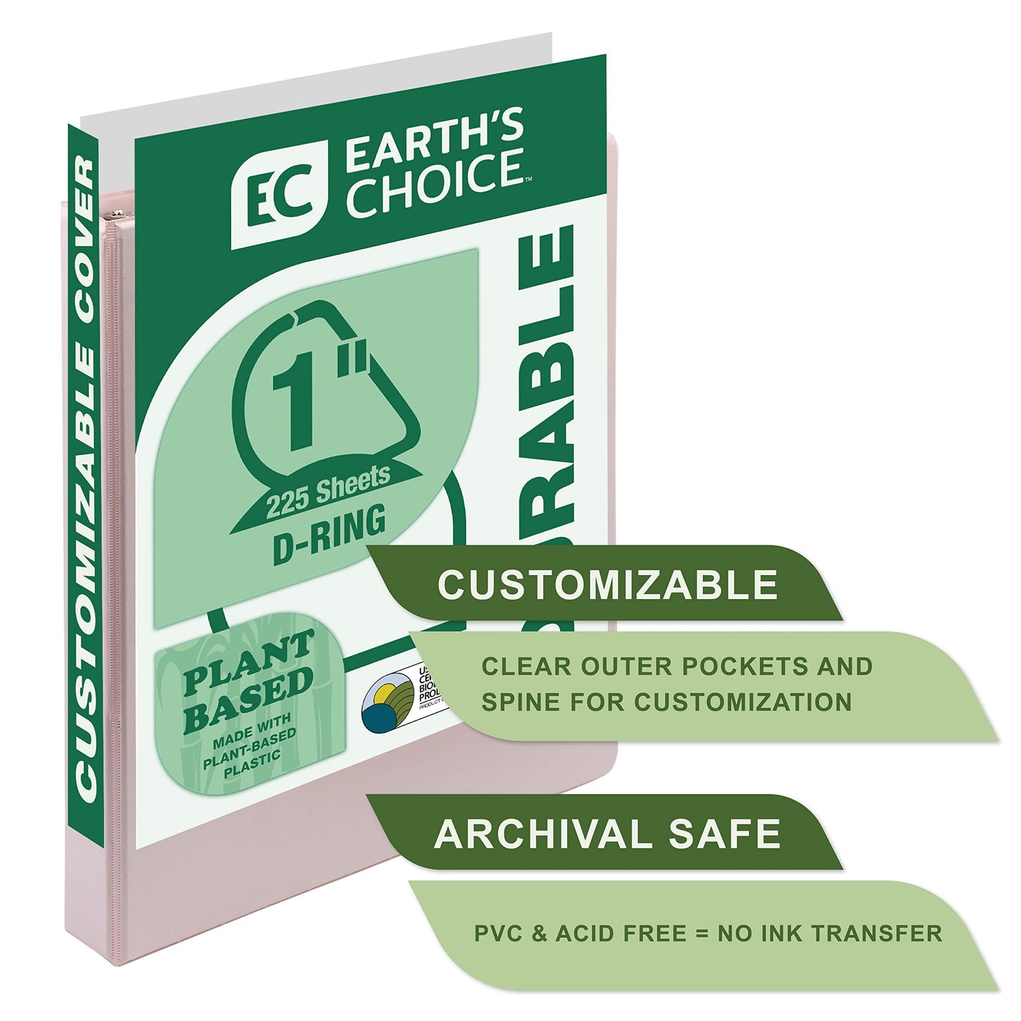 Samsill Plant-Based 1 Inch Durable D-Ring, View Binder, Eco-Friendly, USDA Certified Biobased, 2