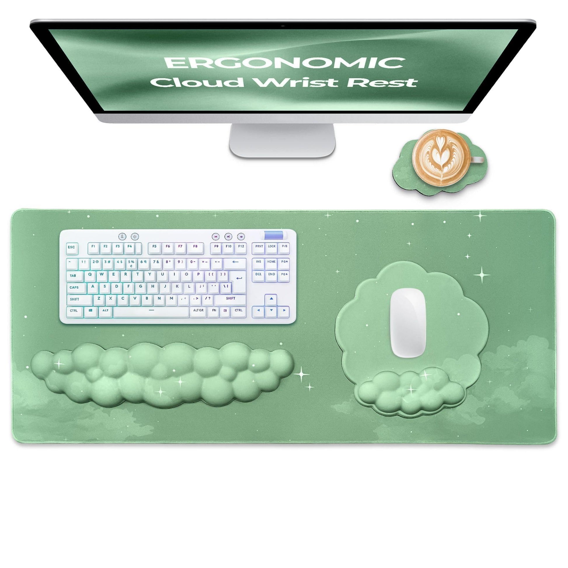 TheTrulyCharter- Cloud Wrist Rest Keyboard, Mouse Pad, Wrist Rest for Computer Keyboard, Cloud