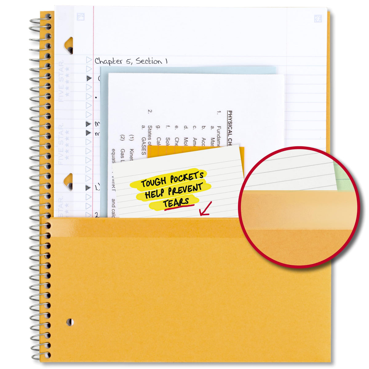 Five Star Spiral Notebook + Study App, 5 Subject, College Ruled Paper, 8-1/2" x 11", 200 Sheets