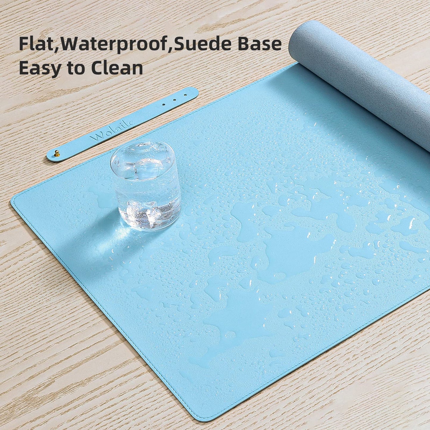 Wolaile Faux Leather Desk Pad Blotter,Waterproof Non-Slip Writing Desk Mat for Kids,36x17 in