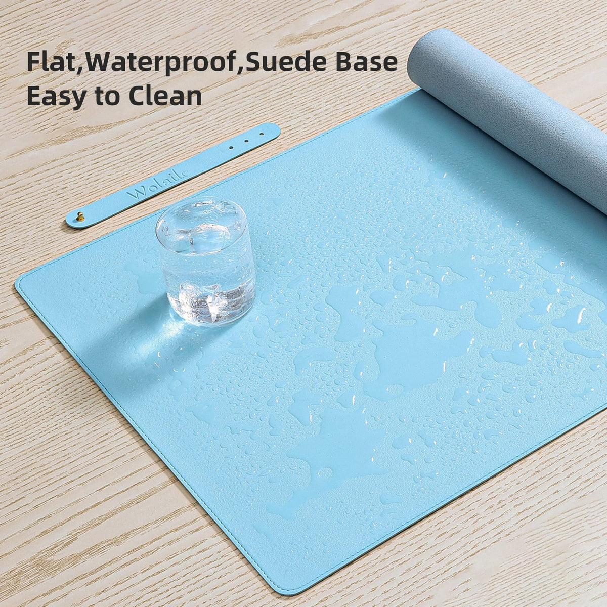 Wolaile Faux Leather Desk Pad Blotter,Waterproof Non-Slip Writing Desk Mat for Kids,36x17 in
