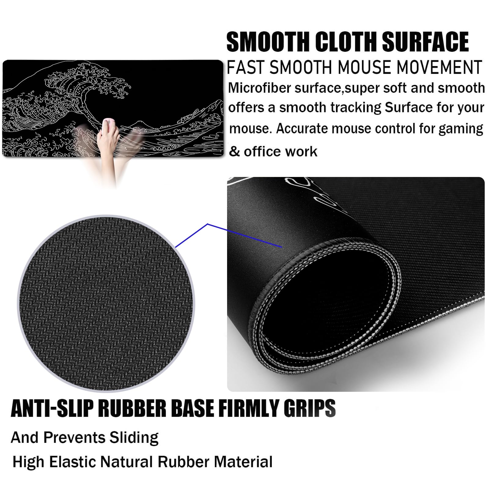 TEDNETGO Extra Large Mouse Pad, Gaming Mouse Pad, Waterproof Extra Large Mousepad with Stitched