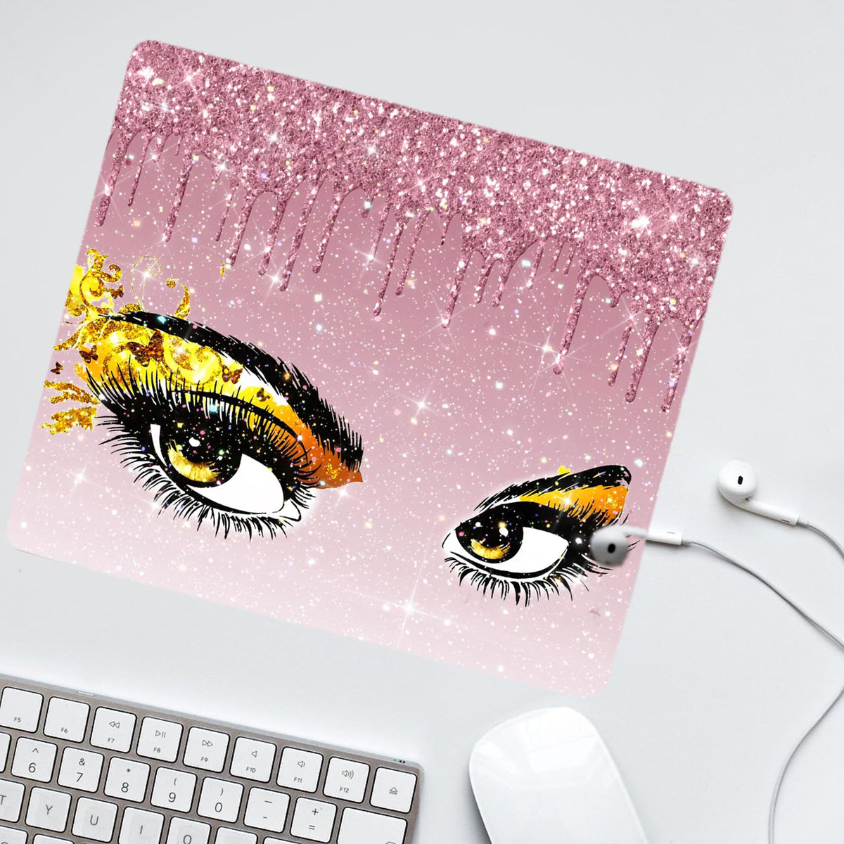 Mouse Pad Bling Diamond Glitter Sparkle Rose Gold Mousepad Hot Pink Mouse Pad, Bling Desk